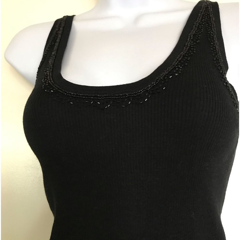 Vintage ESSENDI 90s size S sleeveless women black top 55% silk 45 % COTTON - Picture 2 of 16